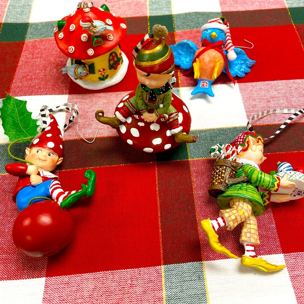 Group of 5 Mary Engelbreit ornaments.